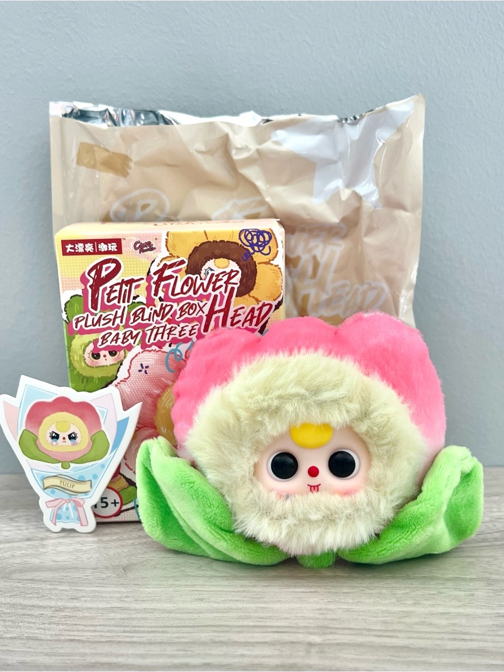 Baby Three Petit Flower Head Vinyl Plush Pendant - Tulip